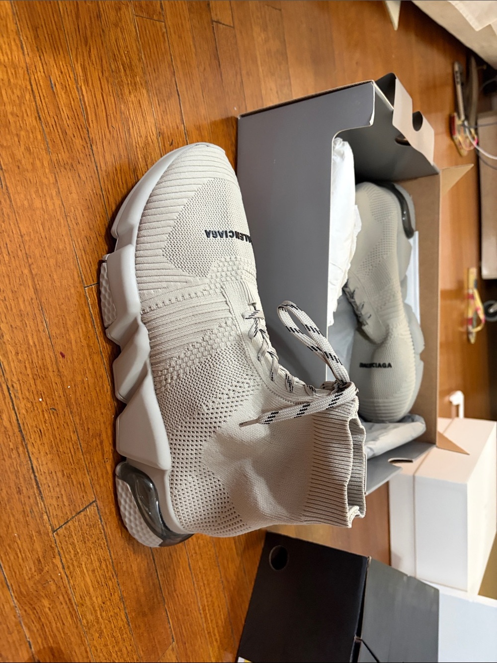 Balenciaga Grey Sock-Style Athletic Sneakers - Picture 2 of 4
